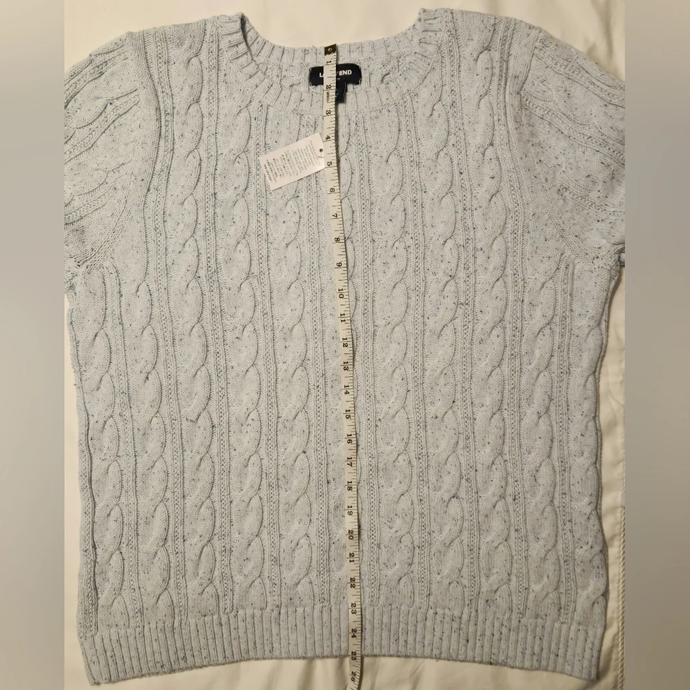 Lands' End Women's Cotton Drifter Cable Crew Neck Sweater Light Blue Size XL NWT - Picture 7 of 7
